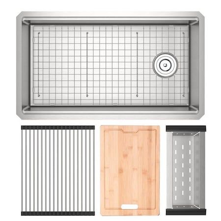 Rohl Culinario 33 Stainless Steel Chef/Workstation Sink With Accessories RUWUM3319WSSB